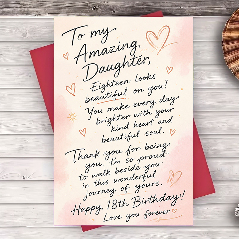 TEMU 1 Envelope And 1 Funny Greeting Card Greeting Card For Daughter 18th Birthday Gift Elegant Message Card For Milestone Celebration And Special