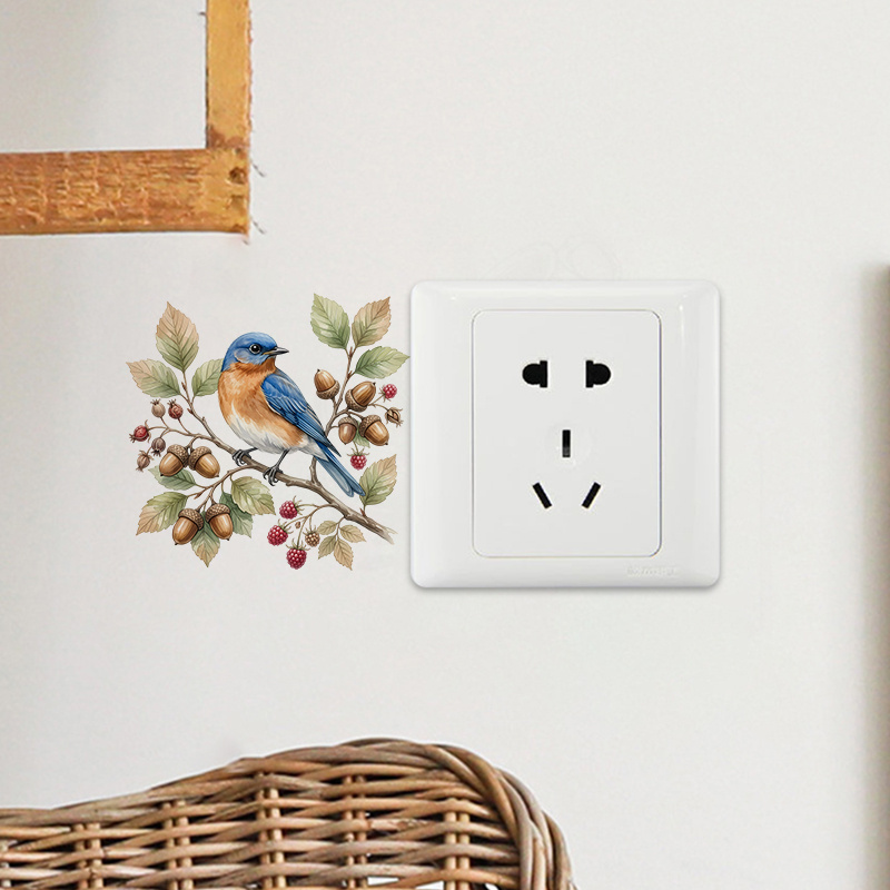 Kids Room Autumn Blue Bird Branch Light Switch Sticker