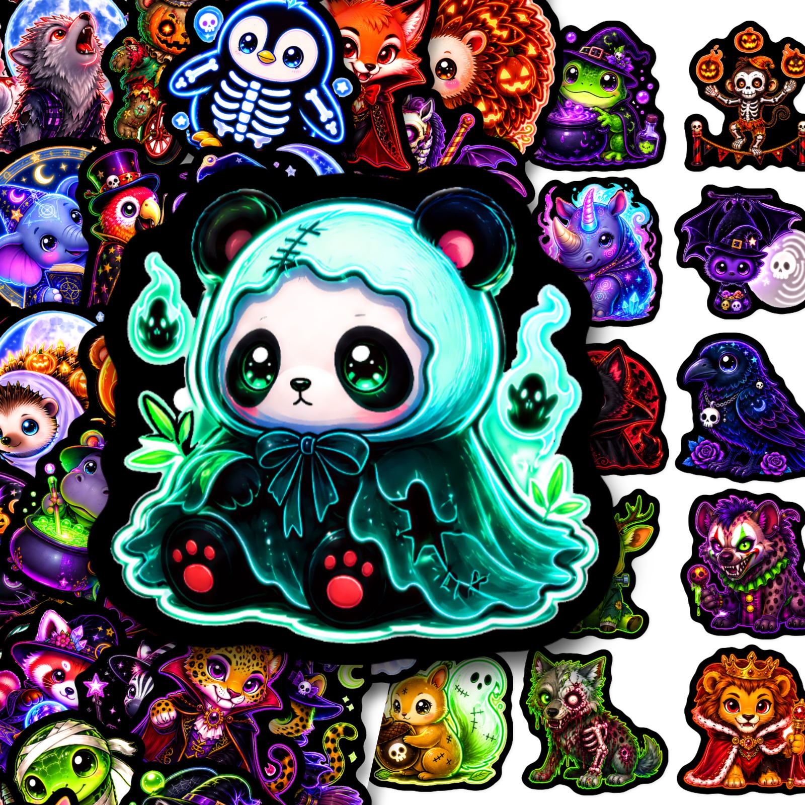 TEMU 50 Stück gruselige Tier-Sticker, ideal für Laptop, Wasserflasche, Gepäck, Skateboard-Dekoration, für Halloween-Partygeschenke, Scrapbooking und
