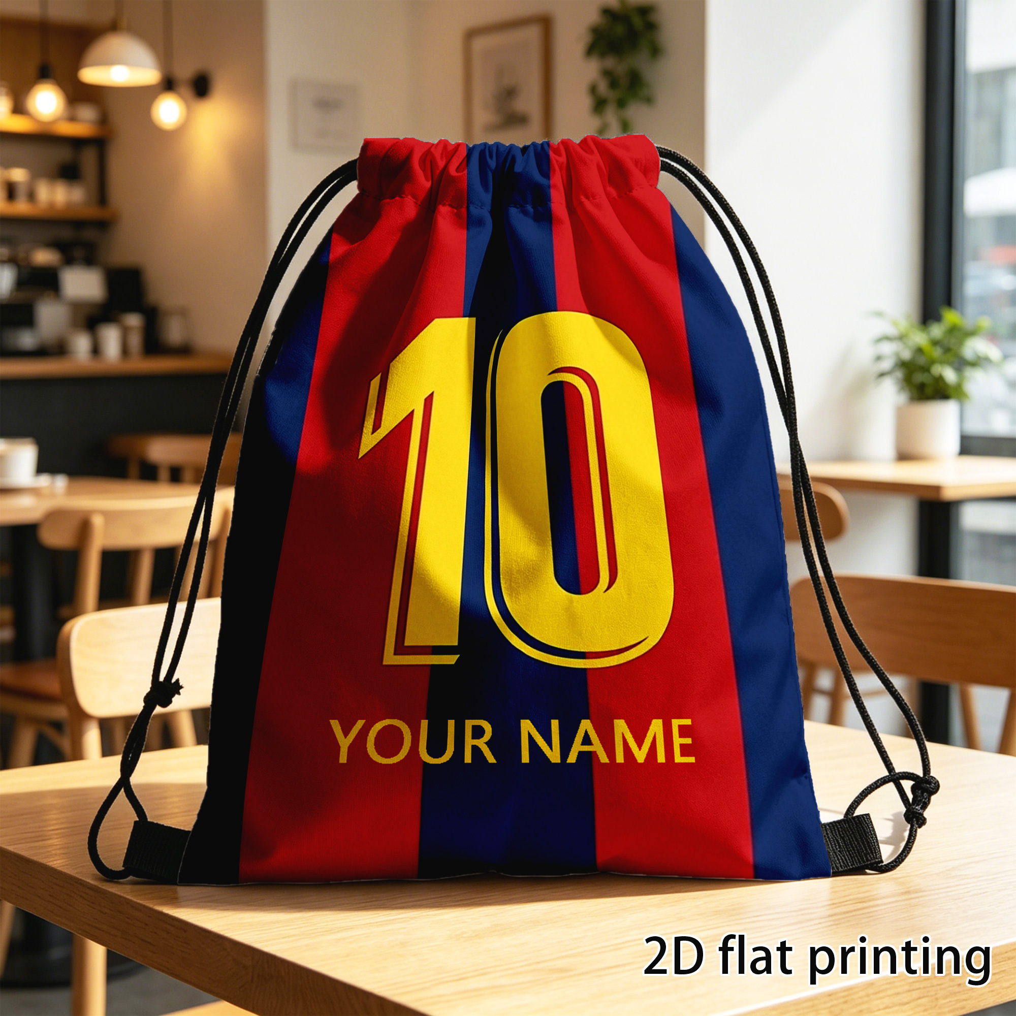 TEMU 1pc Retro Football Jersey Backpack With Jersey - Vertical Stripes, 10, Drawstring Closure, Lightweight Suitable For Training, Matches,, Travel -