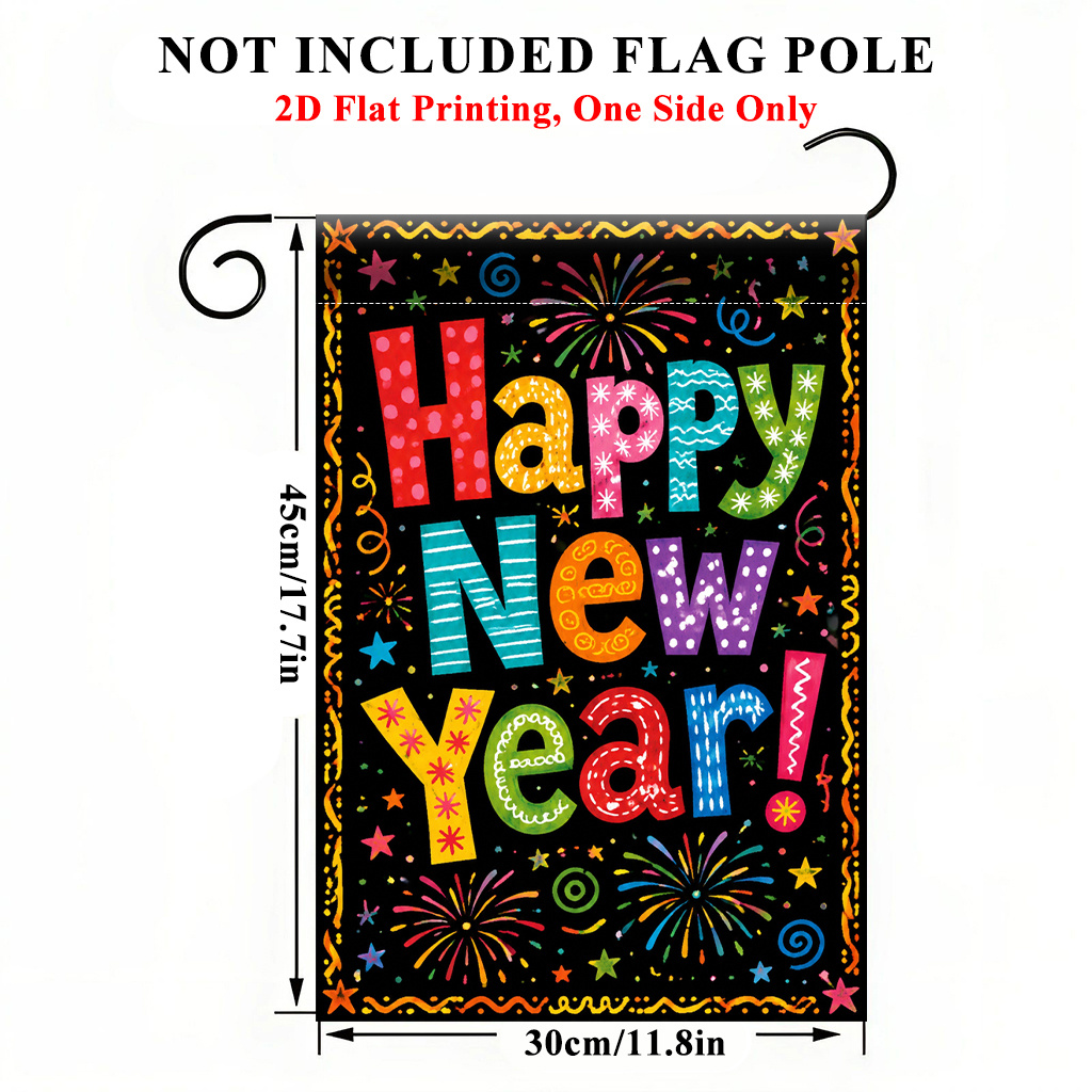 TEMU 2d Flat - 2d Flat - 2d Flat Printing Garden Flag 1pc, Happy New Year Celebration Holiday Garden Flag, Single-sided Printed Small Yard Banner,