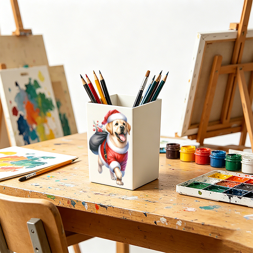 2D Plano. Paquete de 1 unidad. Regalo de Navidad Lindo Cachorro Mensajero Estuche Lindo de Lápices Papelería Almacenamiento Oficina Dormitorio Universal Práctico Buen Artículo Caja de Almacenamiento de Rostro Caja de Almacenamiento de Escritorio de Dibujos Animados de Gran Capacidad Artefacto de Almacenamiento de Papelería (10Cm/7Cm)