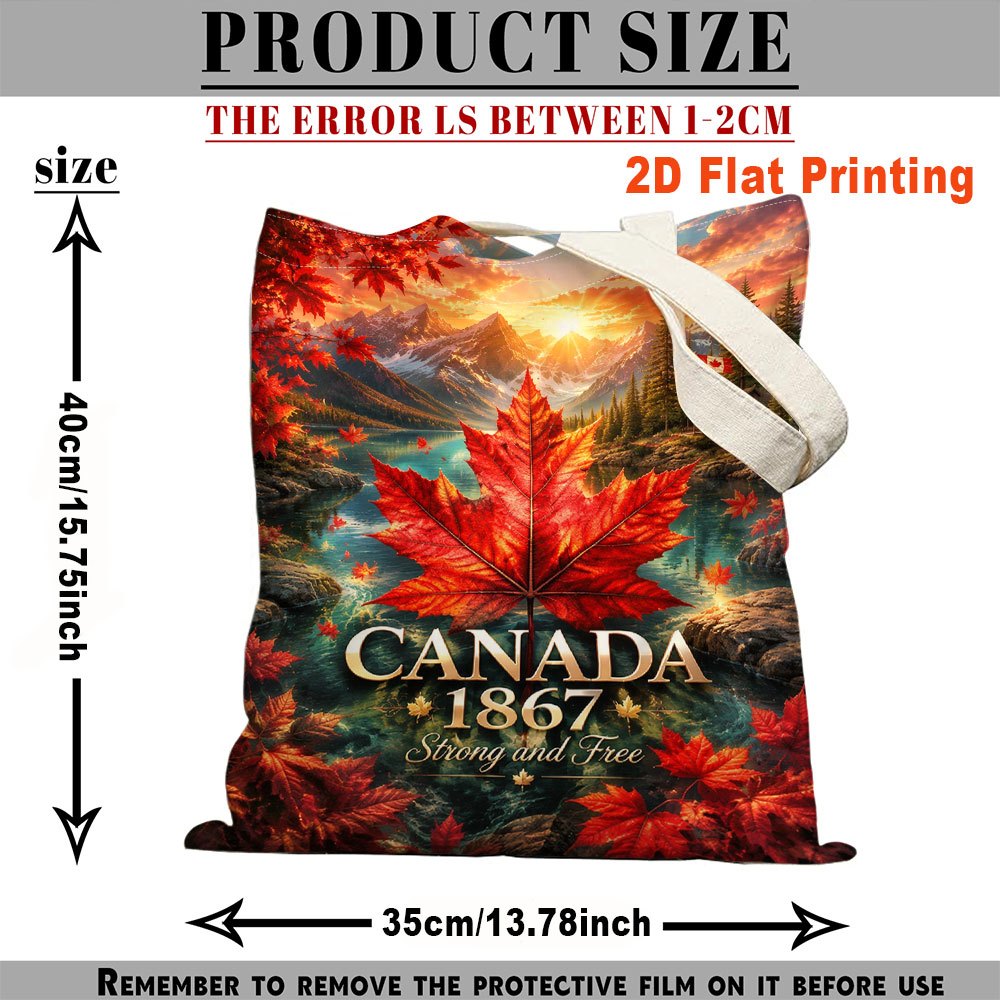 TEMU Sac 1 pièce pour femme avec feuille d'érable canadienne - Sac à bandoulière spacieux avec imprimé feuille double face, lavable en machine,