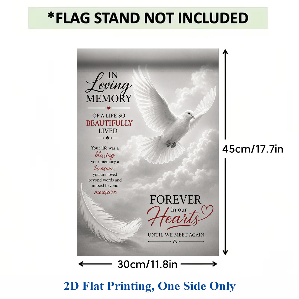 TEMU 2d Flat, 2d Flat Printing Garden Flag 1pc, Forever In Our Hearts Polyester Garden Flag, Single-side Printing, Outdoor Holiday Decor For Home &