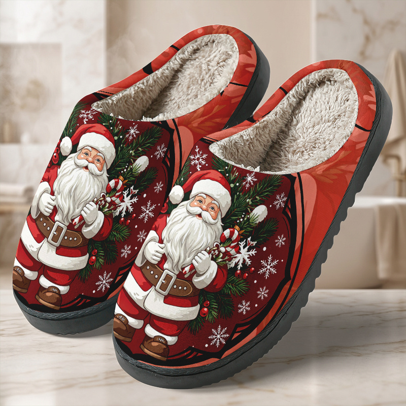 TEMU 2026 -soft Thickened Winter Slippers Suitable For Living Room Bedroom, Non-slip Tpr Sole With Round Toe & Wide Width, Warm For, Christmas Gift