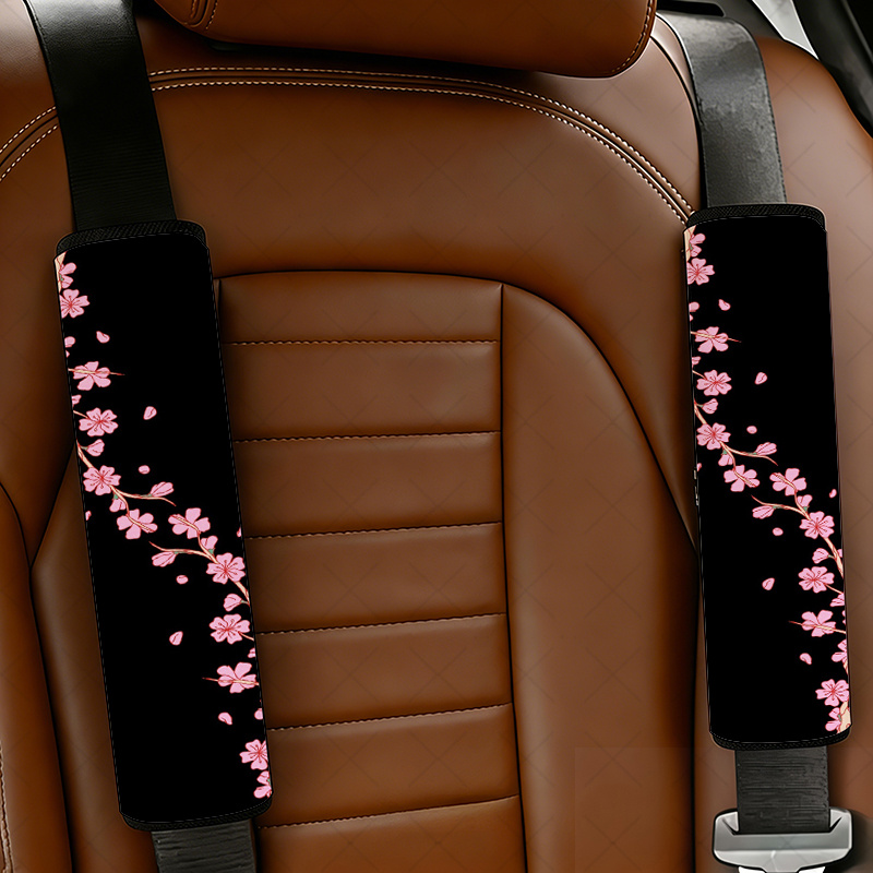 TEMU 2pcs Cherry- Car Seat Belt Cover, Japanese-style, Multifunctional Car Seat Belt Cover, Soft Padding, Usable For Seatbelts And Bags, Stylish