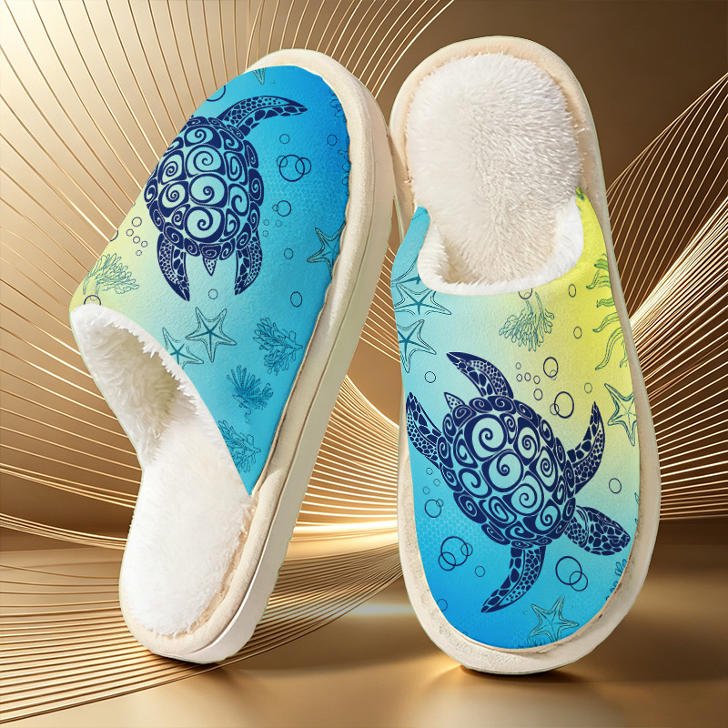 TEMU Scrolled Turtle Ocean Element Print Light Slippers, Fresh Unisex Fashion Indoor/outdoor Slippers, Suitable For Birthday Gifts, Women's Slippers,