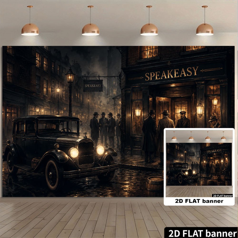 TEMU 2d Flat, 1pc Vintage Speakeasy Banner - Retro Themed Party Decorations Suitable For Indoor/outdoor, Durable Suitable For Home, Photo Booth