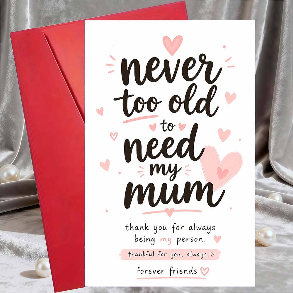 TEMU 1 Greeting Card And 1 Envelope Greeting Card For Mum Never Too Old To Need My For Mum Card Appreciation Gift For Mother's Day Birthday Or Thank