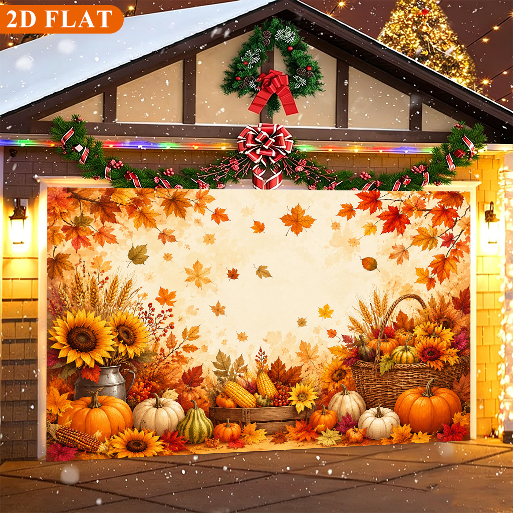 TEMU 2d Flat, 1pc Banner Suitable For Halloween Christmas Backdrop, Durable Square Fall Winter Decoration With Harvest Theme For Parties, Photo