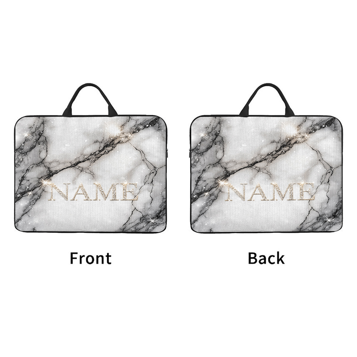 Customized Marble Glitter Nameplate Laptop Bag with Handle