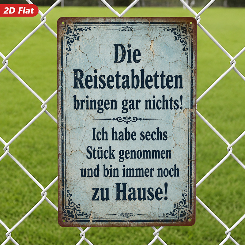TEMU 2d Flat, 1pc Metal Sign Wall Art, German Quote Wall Art, Vintage Style, Home Decor, For Living Room, Study, Safe Rounded Corners, Easy-hang, 4