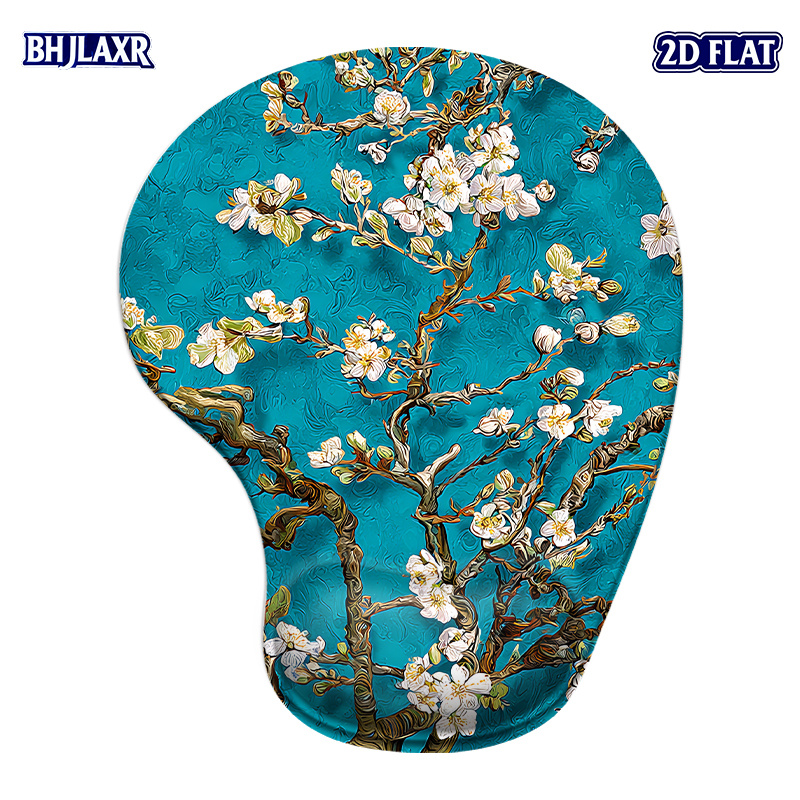 TEMU 1pc 2d Flat Teal Background Almond Silicone Wrist Rest Mouse Pad 8.98 X 7.56 Inches Ergonomic For Office Home Computer Gift With Natural