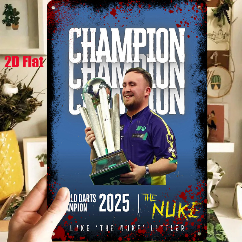TEMU 2d Flat - 1pc 2d [flat] Metal Sign 2025 World Darts '' Handheld Trophy Decorative Painting, Showcasing Moment Of Glory. 8x12inch Suitable For