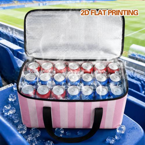 lancheira térmica 2d, 1 , estampada com listras rosas 27l&5.8l, bolsa térmica - de segurar e economiza , uso em escritório e restaurante, design reutilizável, adequada para viagem e , sem com alimentos, 2d