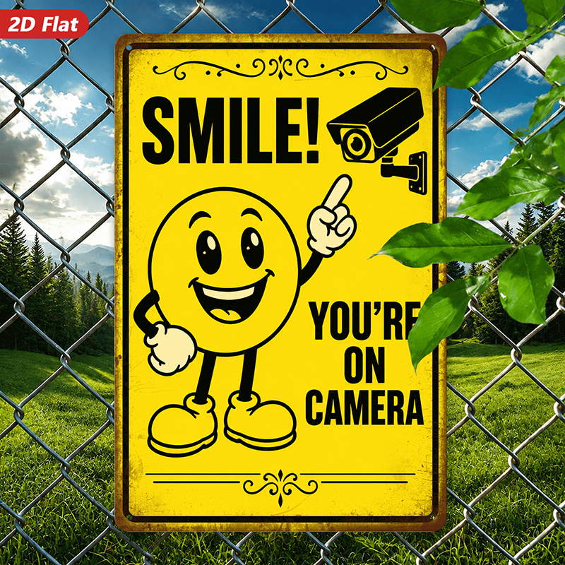 TEMU 2d Flat, 1pc Metal Sign Wall Art, ' Camera Decorative Wall Art, Cartoon Style, Humorous Design, Ideal For Home, Office Decor, Safe Rounded