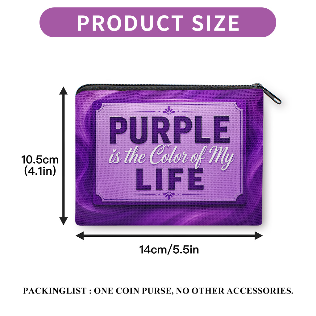 TEMU Coin Purse 1pc, Purple Double Sides Printed Coin Purse, Earphone Lipstick Small Items Storage Bag, Multi-use Clutch Bag, Lightweight Practical
