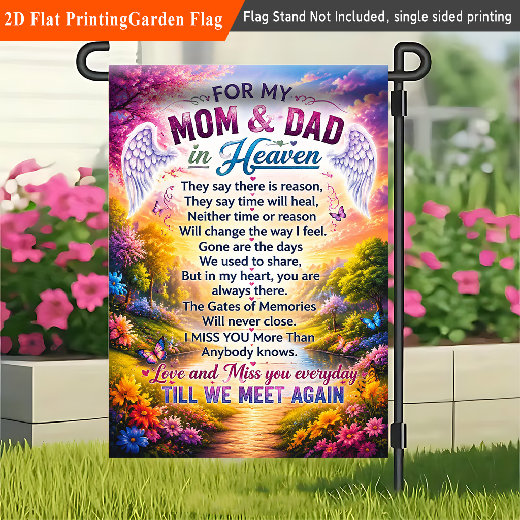 TEMU 2d Flat - 2d Flat 1pc, Parents In Heaven, Single-sided Printed Flag, Porch Decoration, Suitable For Garden And Yard Decoration, Autumn Festival