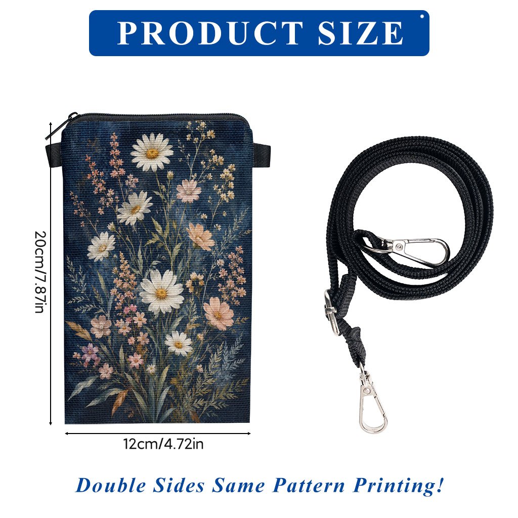 TEMU Phone Bag 1pc, Display Of Print Mobile Phone Bag, Adjustable Strap Crossbody Phone Pouch, Mini Zipper Shoulder Bag, Small Vertical Crossbody