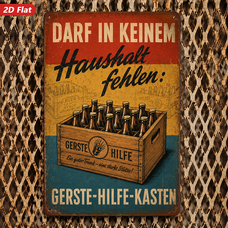 TEMU 2D Flaches Schild Wandkunst, 1 Stück Packung, Retro Bierkisten Kunst, Deutsche Text Dekoration, Retro Stil, , Ideal für Bars/Männer Nischen,