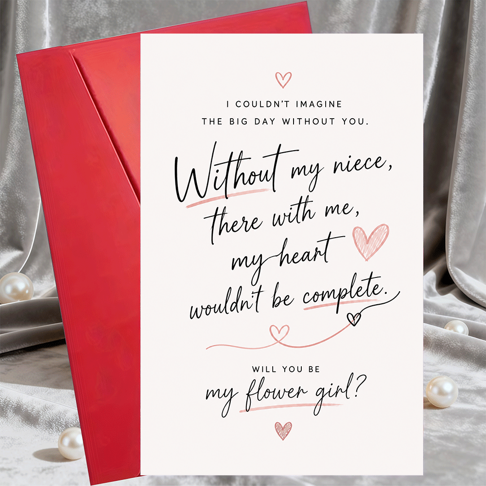 TEMU 1 Carte de vœux + 1 Enveloppe "-tu être ma demoiselle d' ?" pour demande en mariage à une nièce, carte de vœux plate et pour invitation au jour