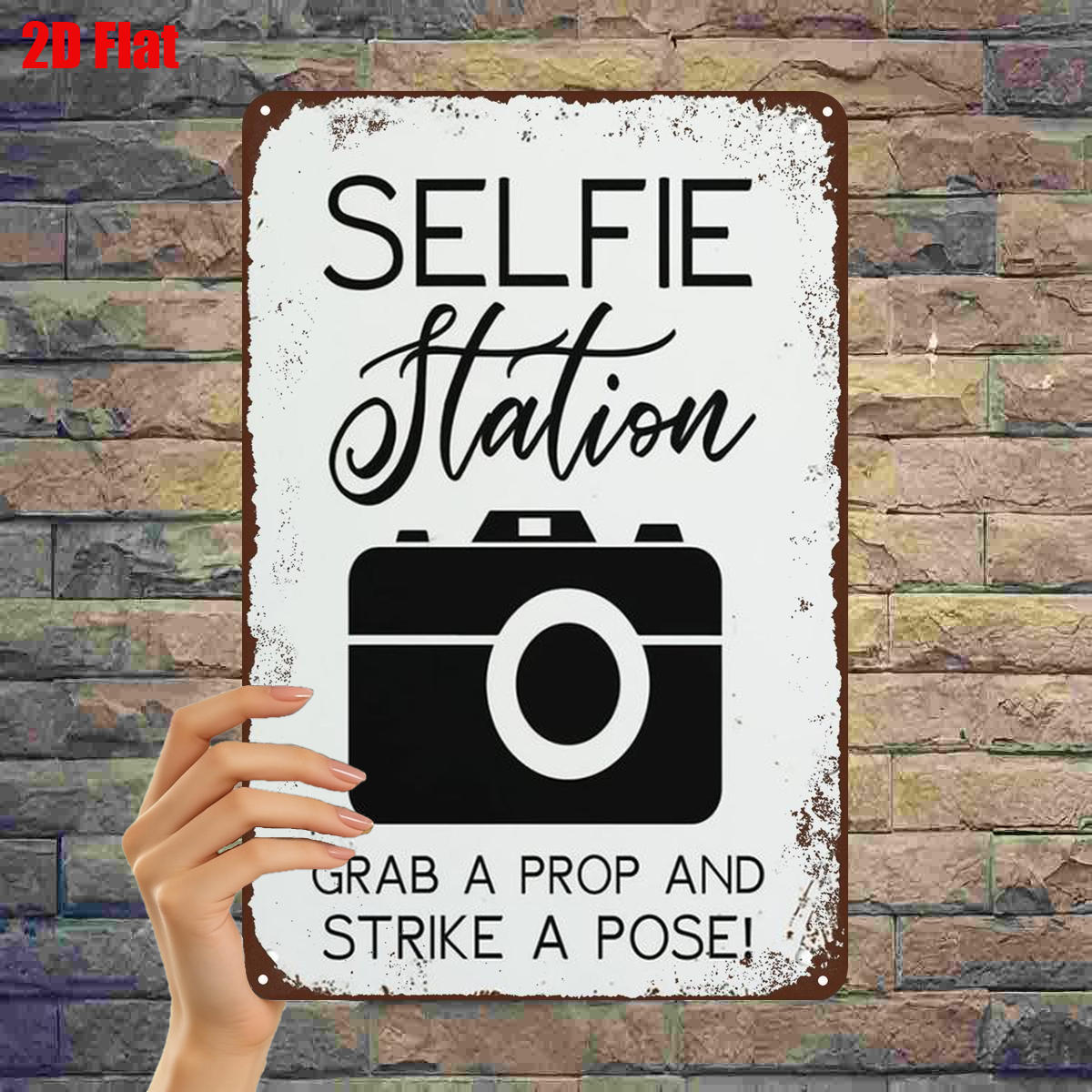 TEMU 2d Flat, 2d Flat 1pc, " Metal Sign – Grab A Prop And A ! Perfect For Photo Booths & Party Decor" 8×12 Inch, 2d Flat
