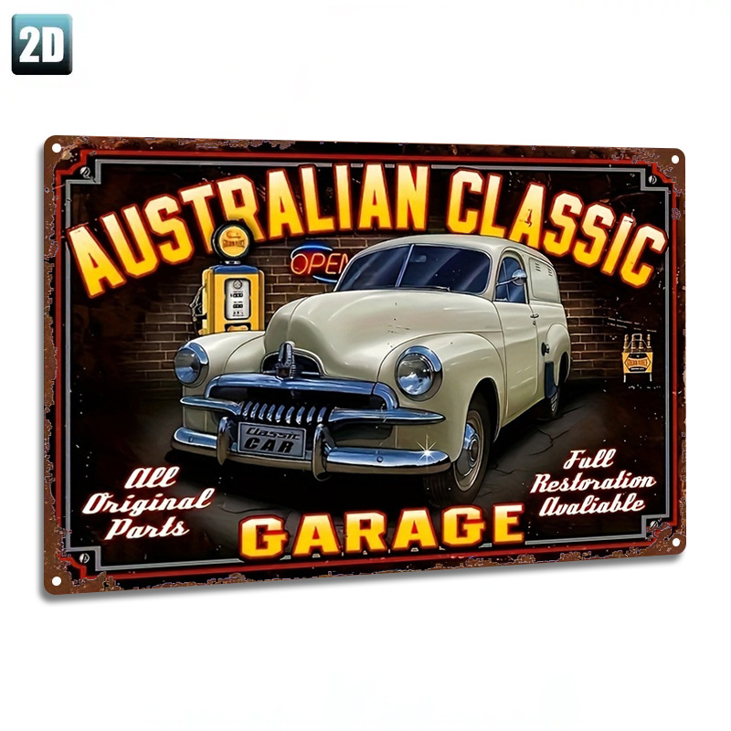 TEMU 2d Flat, 1pc, Metal Sign, "vintage Australian Classic Garage Iron Art". , Office, Cafe, Perfect New Year Gift, 20cm X 30cm / 8" X 12