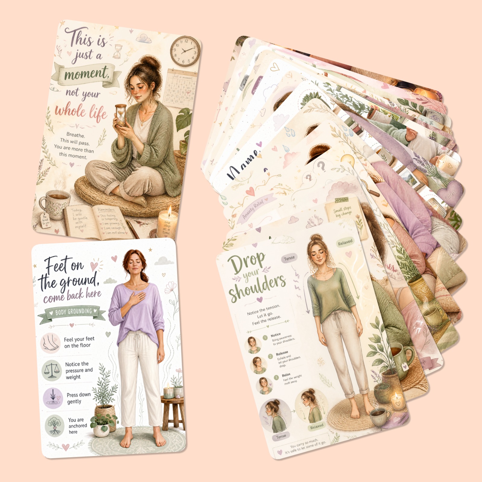 TEMU Need A Calm Break 18pcs Mindfulness And Anxiety Relief Cards Daily Relaxation Stress Relief Ideal Birthday Or Holiday Gift