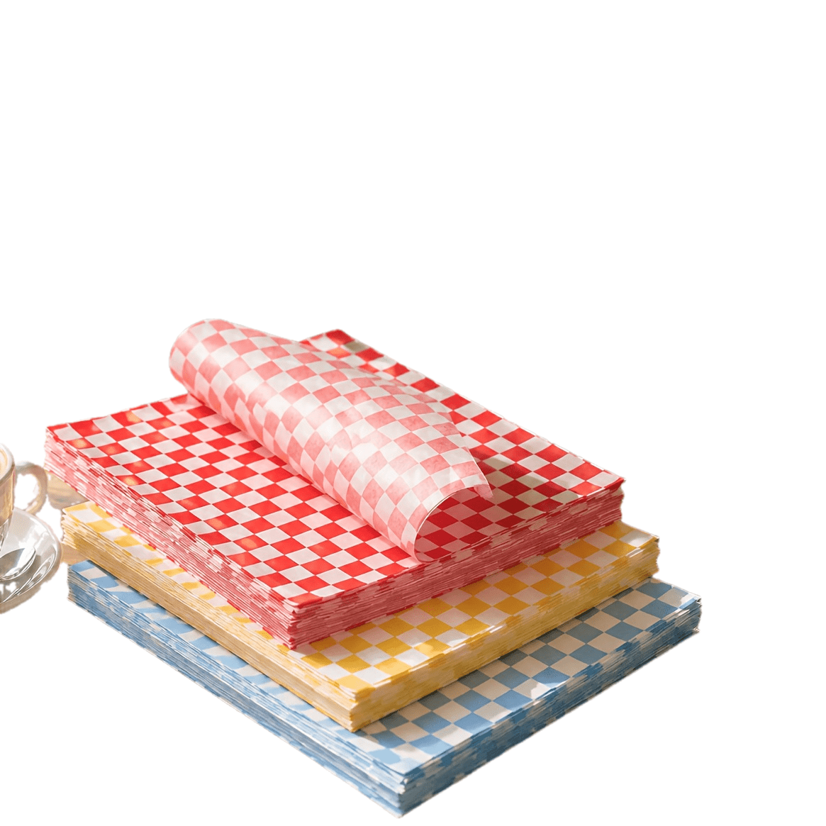 TEMU 70pcs 5.9×5.9 Inch Red And Black Checkerboard Oil-proof Paper For Fried Foods, And Wash-free Placemat Paper, Classic Checkered Pattern Burger
