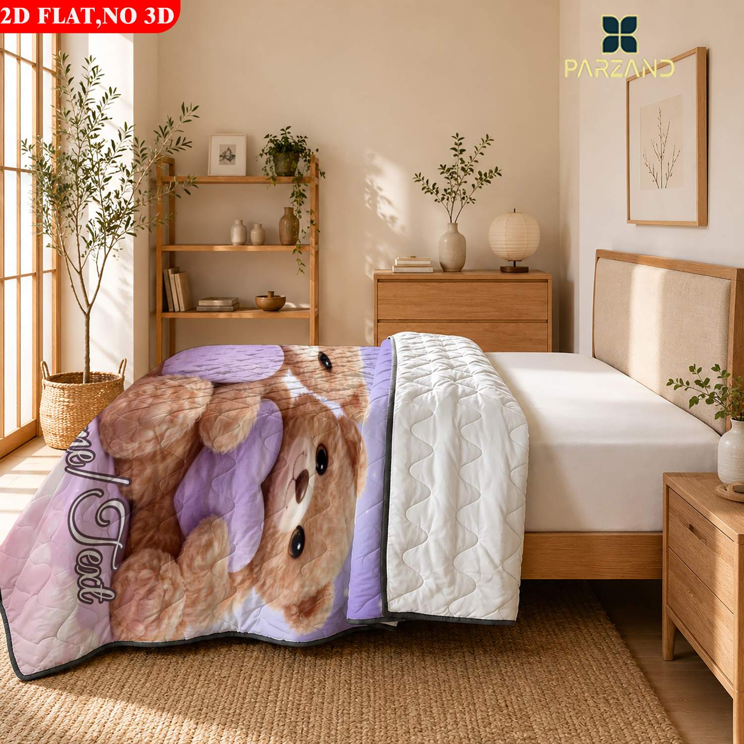 Custom Name Cute Bear Lightweight Summer Quilt