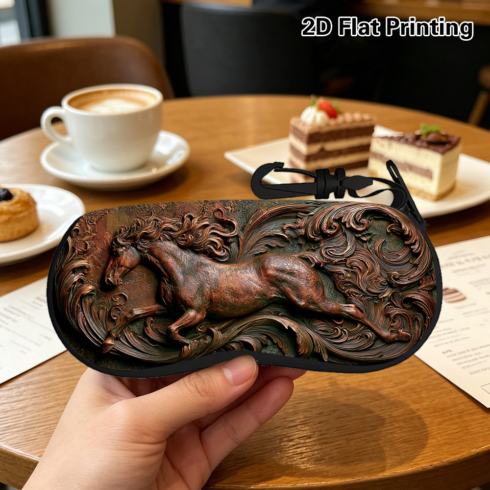 2D Flat Printing Bronze Horse Pattern Glasses Case