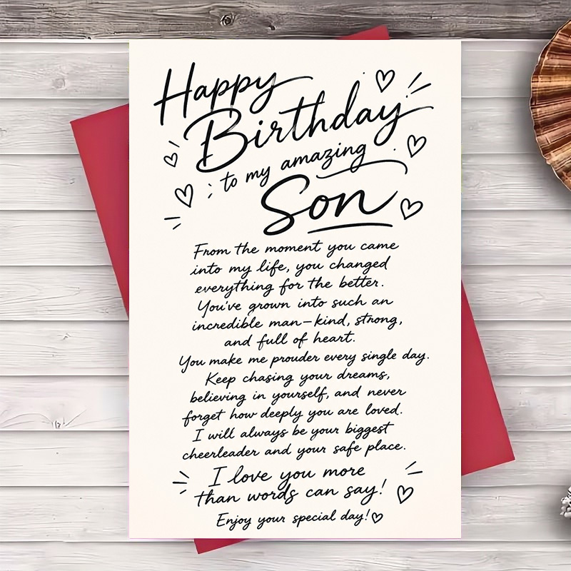 TEMU 1 Envelope And 1 Greeting Cardhappy Birthday Greeting Card For Son Message For Adult Son Birthday Gift From Parents To On Special