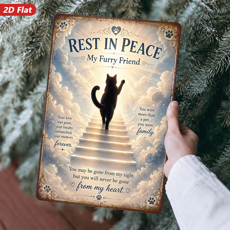 TEMU 2d Flat, 1pc Metal Sign Wall Art, My Furry Friend Home Decor, Cat Art, Staircase Design, Sympathy And Memorial Scene, Safe Rounded Corners,