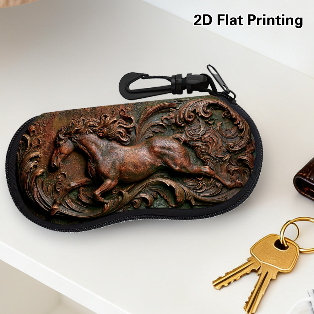 2D Flat Printing Bronze Horse Pattern Glasses Case