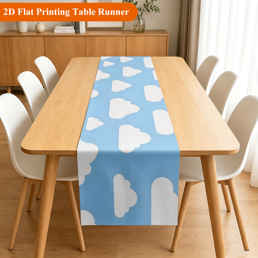 TEMU Chemin de table plat 2D à imprimé 1pc, Chemin de table en polyester , Polyester, pour décorations de table, réunions de famille, décoration de