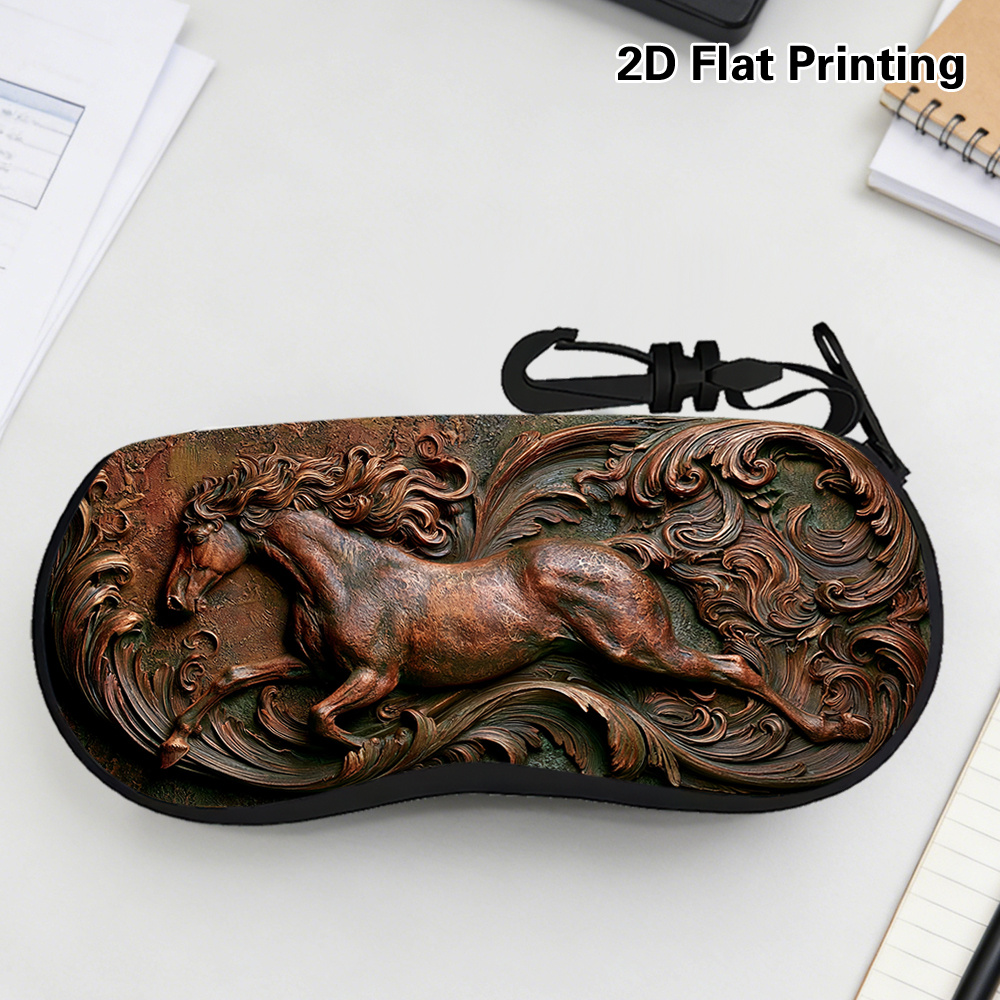 2D Flat Printing Bronze Horse Pattern Glasses Case