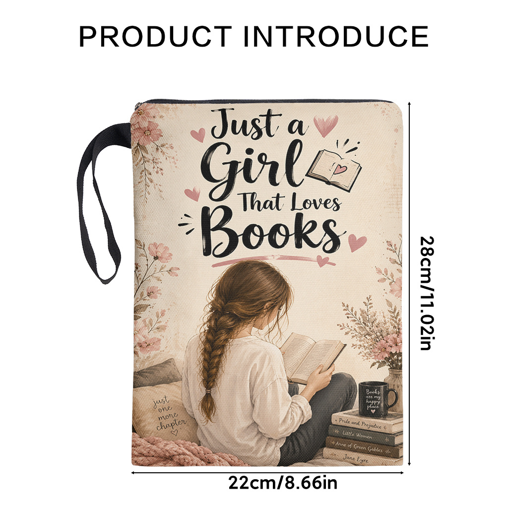 TEMU para libros de 1 pieza con mujer leyendo - de tela reutilizable y lavable con cremallera de cara, adecuada para libros de bolsillo, cubierta de