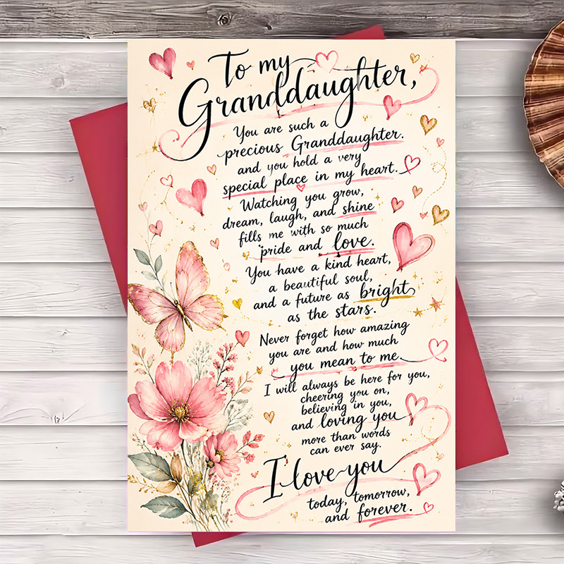 TEMU 1 Envelope And 1 Greeting Cardgreeting Card For Granddaughter Message With And Birthday Or Special Occasion Gift From Grandparentsgreeting Card