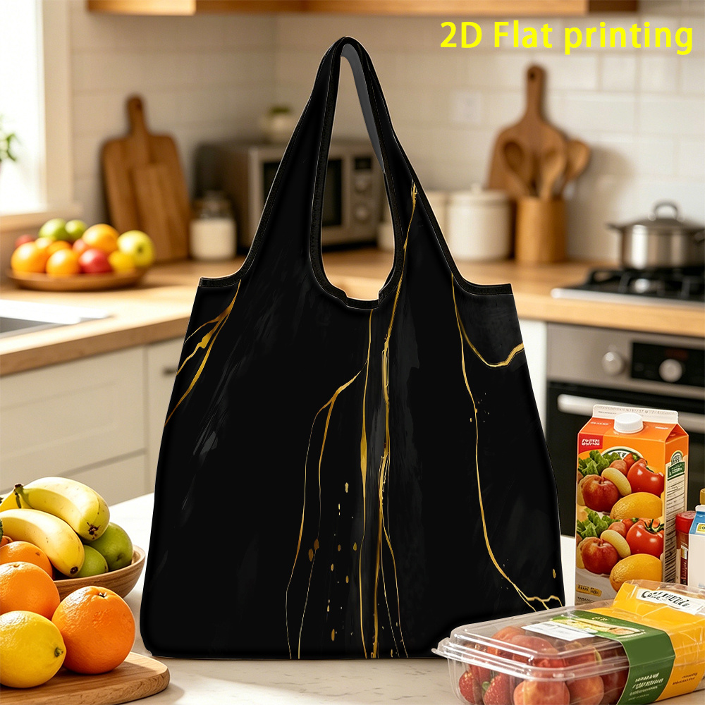 TEMU 1pc, Golden Large Capacity Foldable Shopping Bagreusable, Suitable For Storage, For Essential Items In Season