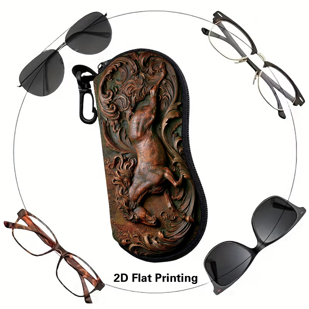 2D Flat Printing Bronze Horse Pattern Glasses Case