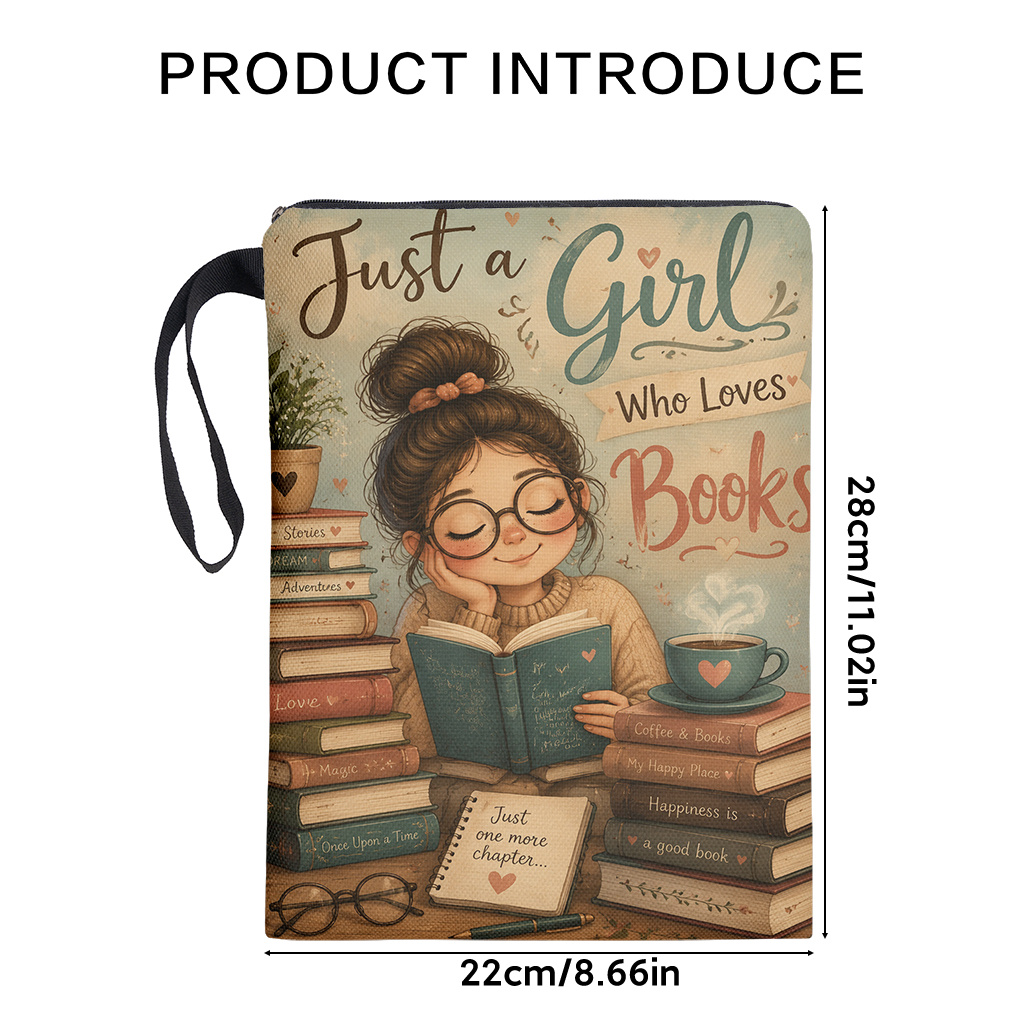 TEMU Book Sleeve 1pc, Reading Enthusiast Books Double-sided Print Book Sleeve, Book Cover For Book Lovers, Reusable And Washable Fabric Cover With