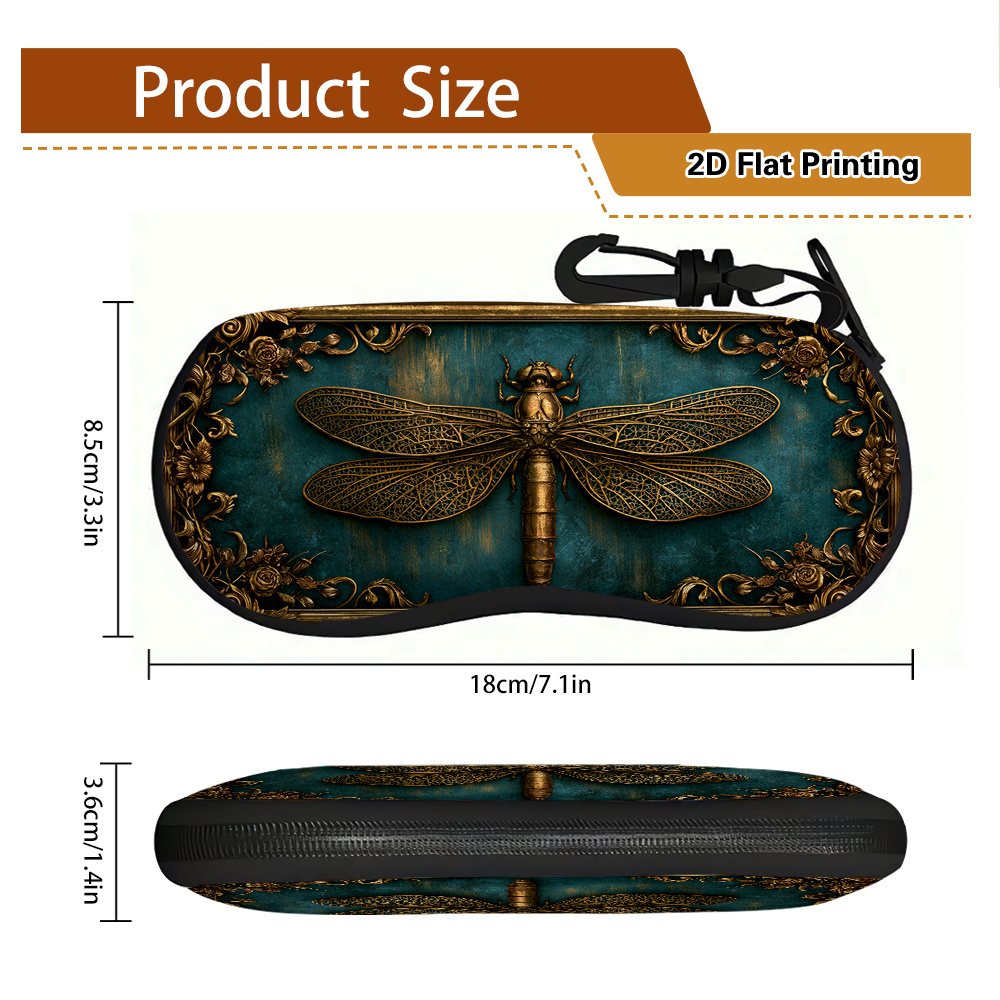 TEMU 2d Flat - 1pc 2d Flat Printing Ornate Frame Pattern Glasses Case, Fits Various Types And Sizes Of Glasses, Convenient For Daily Activities,