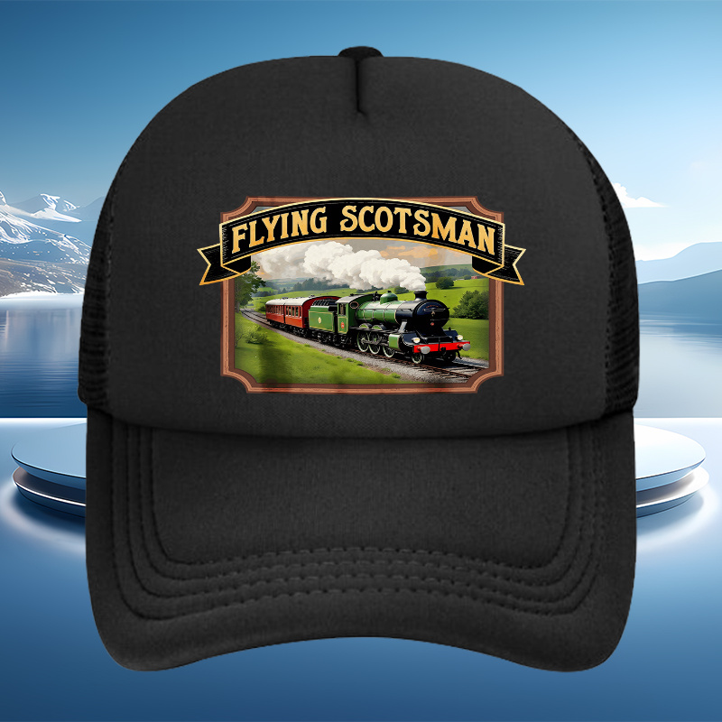 TEMU 1 Unisex Flying Steam Train Print Baseball , Classic Vintage , Soft Sweat-absorbent Band, Adjustable Size, Lightweight Sun, Multi-functional Dad