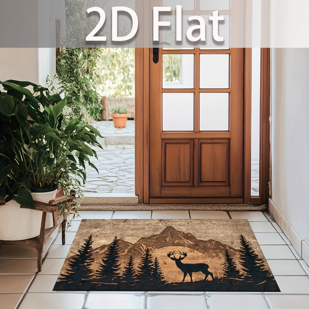 TEMU 2d Flat Deer Shadow Carpet, Non-slip Door Mat Suitable For Entrance Hall, Foyer, Balcony, Garage, And Multi-scene Installation, Outdoor Carpet,