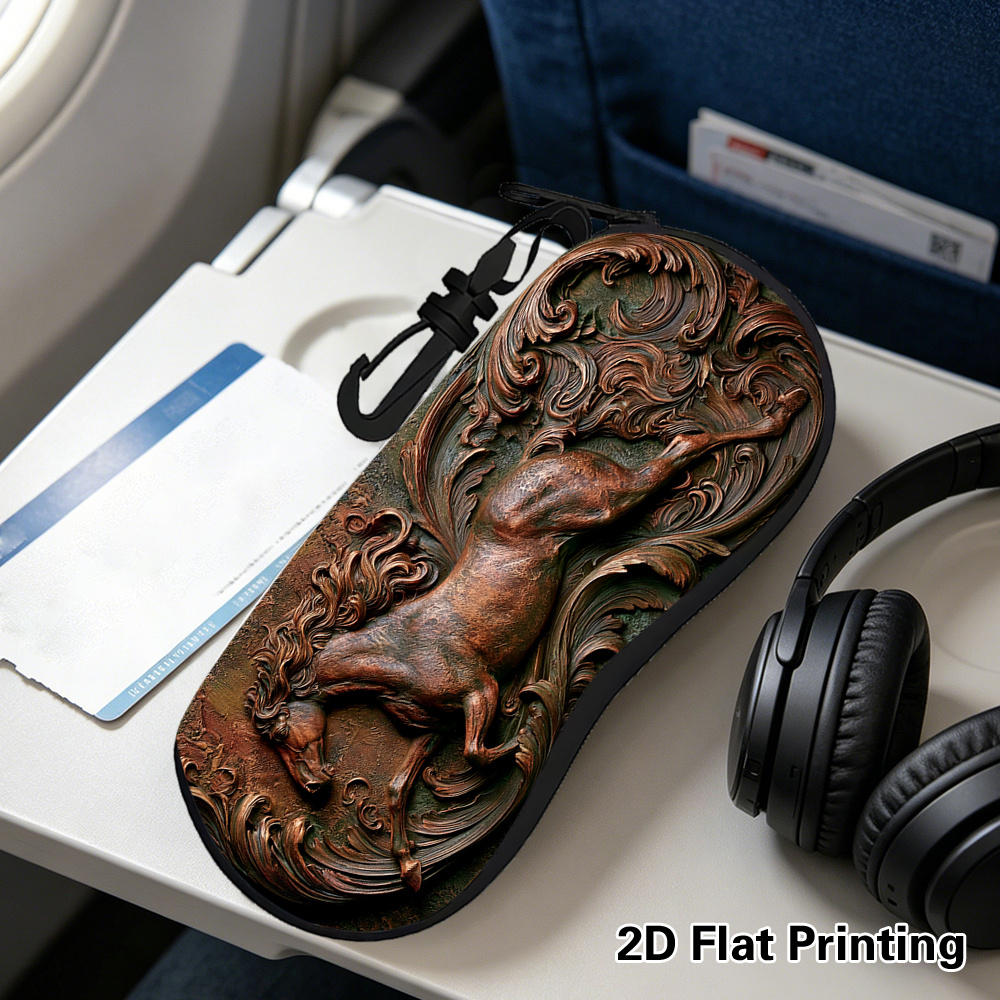 2D Flat Printing Bronze Horse Pattern Glasses Case