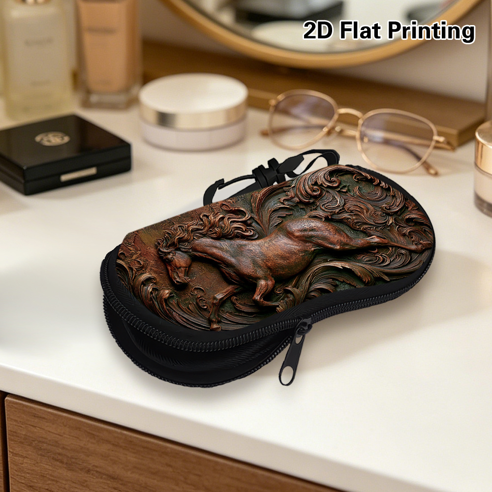 2D Flat Printing Bronze Horse Pattern Glasses Case