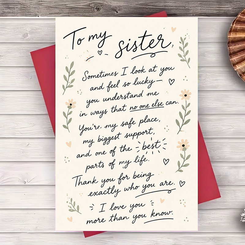 TEMU 1 Envelope And 1 Greeting Card Greeting Card For Sister Message For Birthday Or Appreciation Gift From Sibling To Love And Gratitude For Her