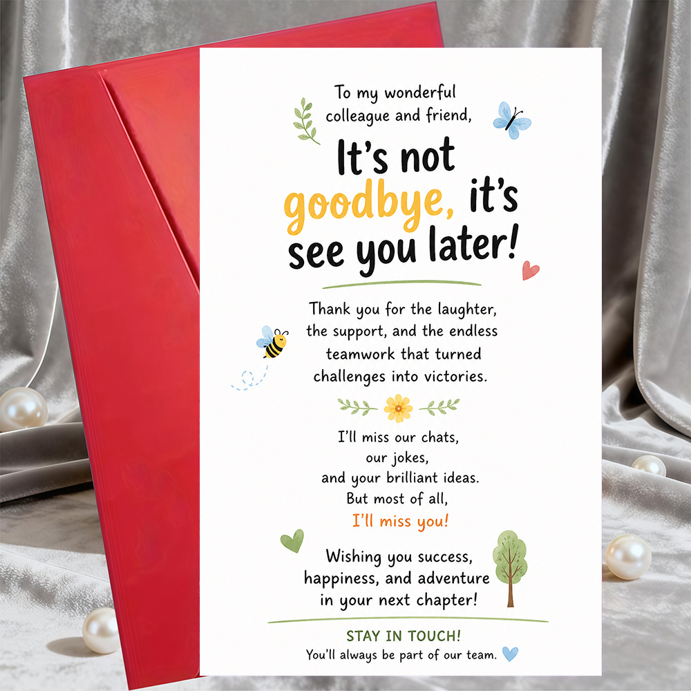 TEMU 1 Greeting Card + 1 Envelopefarewell Card For Colleague Coworker Leaving Retirement Goodbye Card For Friend Office Appreciation Flat Greeting