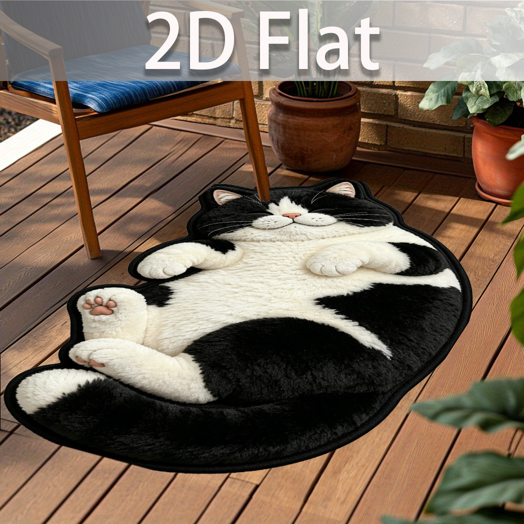 TEMU 2d Flat Lying Cat Pattern Printed Rug Home Anti-slip Door Mat Entrance Hall Corridor Back Door Courtyard Balcony Universal Carpet, Floor Mats &