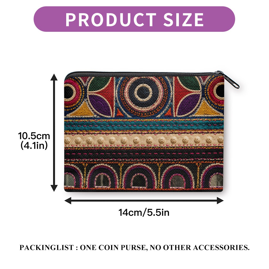 TEMU Coin Purse, Patterns With Colors Double Sided Printed Coin Purse, Earphone Lipstick Small Items Storage Bag, Multi-use Clutch Bag, Lightweight